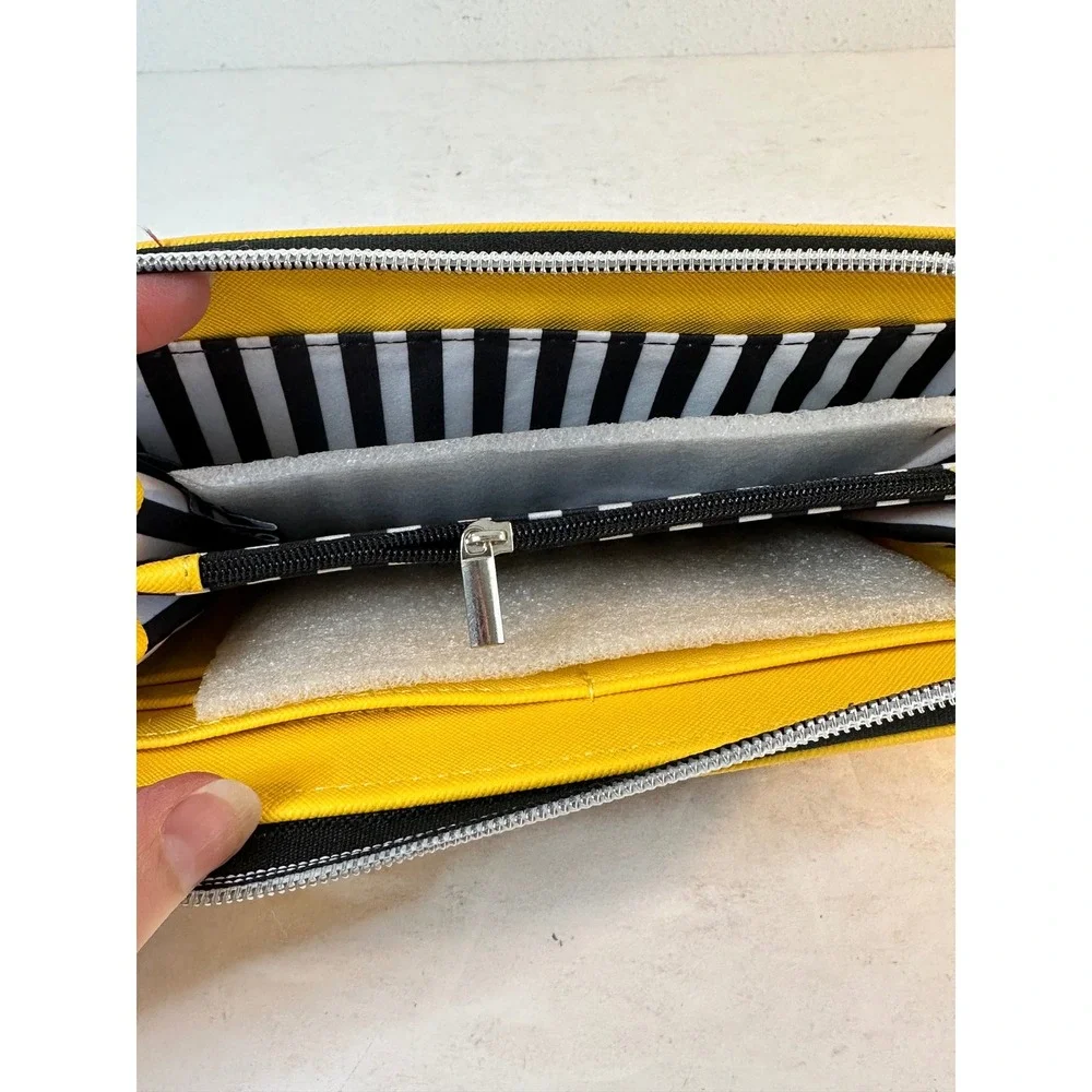 Marc Tetro Boston Terrier Wallet Yellow Zip Around Saffiano PVC‎